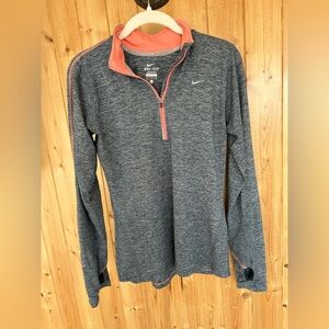 Nike Women's Heathered Dri-FIT Running Quarter-Zip with Coral Trim Size S